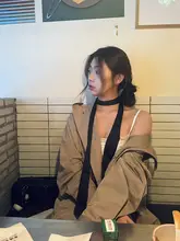 エレガントなロングシルクスカーフ【首元や髪に使える・飾り紐・バッグに巻きつけ可能】