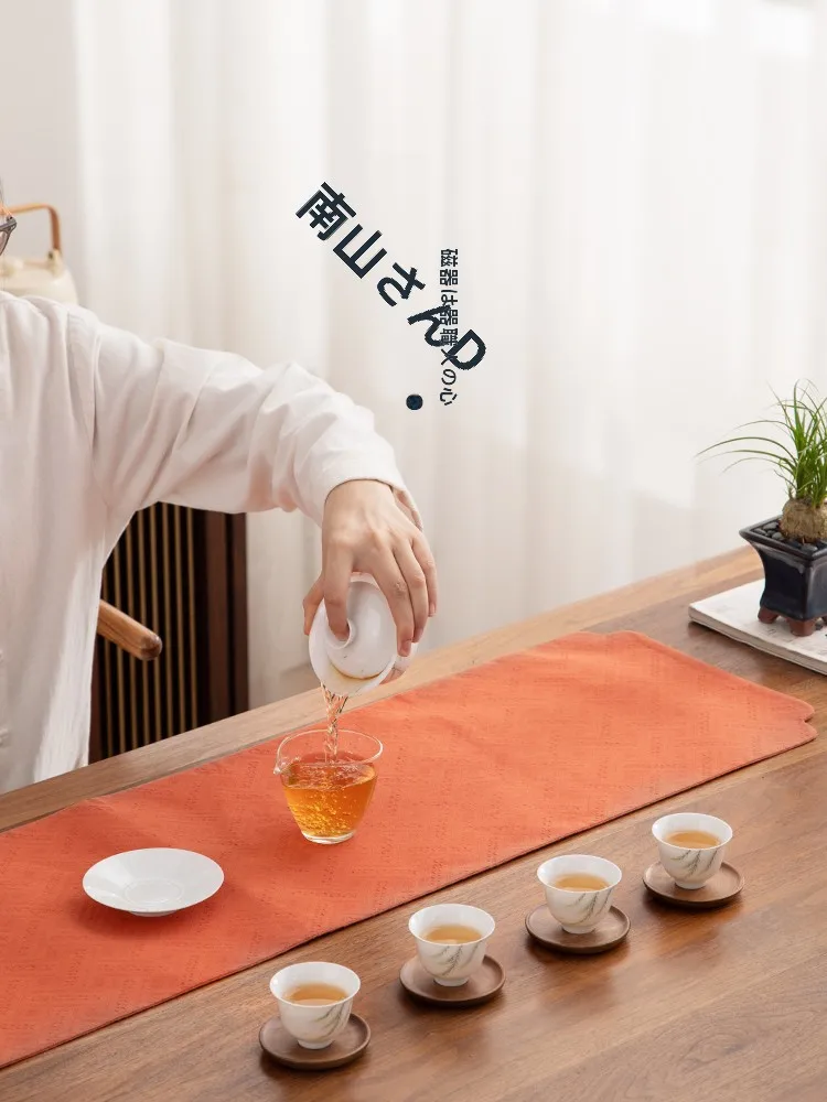 和室座卓テーブルクロスの選定：高級麻混紡茶席用テーブルクロス【中華風・禅スタイル】
