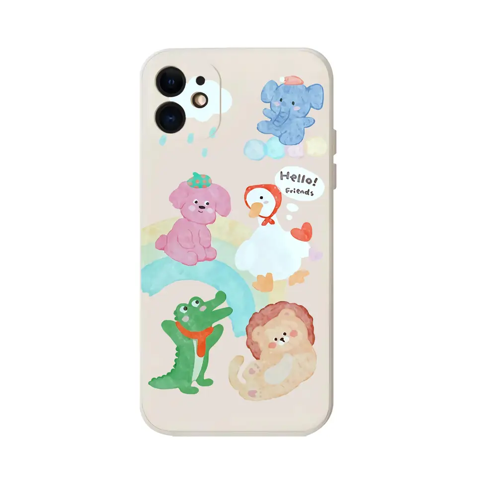 液状シリコン製 韓国風イラスト全包型スマートフォンケース【iPhone・Huawei・Xiaomi・OPPO・Vivo対応】
