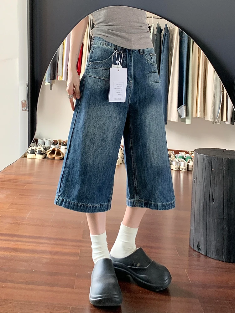 アメリカンヴィンテージ風 七分丈ワイドレッグデニムパンツ：カジュアル・クロップドスタイルの実用性とサイズ選びのガイド