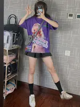 原宿風 おしゃれなルーズフィット Tシャツ【レトロデザイン・チュニックスタイル】