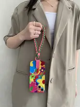 編み込みデザインのスマホショルダー【14pro・13pro対応・カラフルな花柄】
