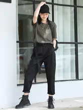 夏用 薄手 ブラック ワークパンツ【ストレート・カジュアル・ハーレンスタイル】（セットアップ対応）