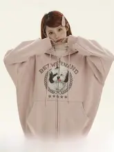 犬プリントデザインのジップアップパーカー【フード付き・春秋用・カーディガンスタイル】