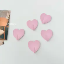 ピンクハートの穴あけ不要強力粘着フック【壁面装飾・収納用】
