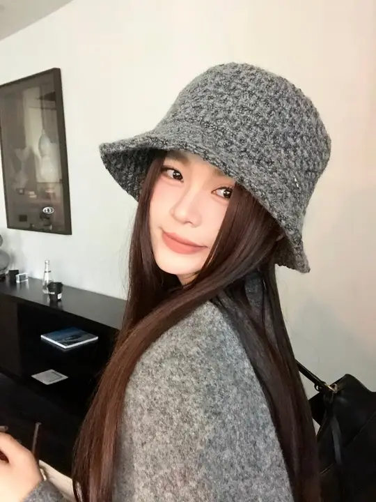 高級感ある韓国風ワッフルハット【顔が小さく見える・万能デザイン・女性用】
