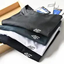 高級ハニカム織り生地の夏用 メンズカジュアル反射柄ストレッチ速乾Tシャツ