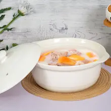 高耐熱の白色陶器製スープ鍋【家庭用・煮込み料理・ガスコンロ対応】