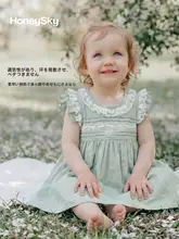 ワンピース キッズ ガールズ ラミー レース ピーターパンカラー 薄手 通気性 涼感 夏