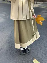 レトロ中華風バタフライボタントップスとスカート【春用・甘いデザイン】（セットアップ対応）