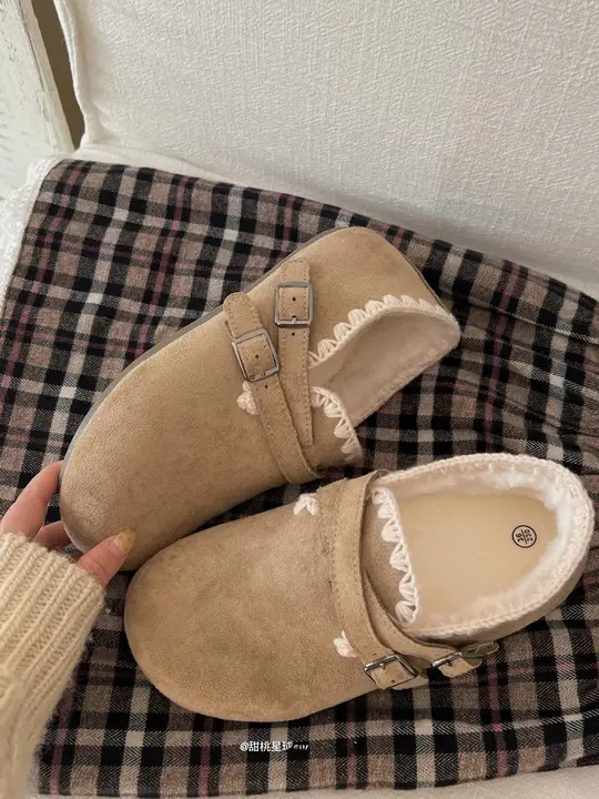 加绒仕様の全包タイプブーツ【レトロデザイン・厚底・冬用・防寒】