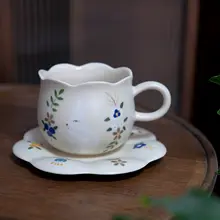 手描き陶器カップ＆ソーサーセット【動物柄・ペア・贈り物に最適】