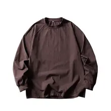 アメリカンヴィンテージ風 厚手ウォッシュコットンラグラン長袖Tシャツ【ユニセックス・フィット・無地】