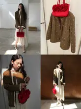 dorydory ラウンドネック ビーズ刺繍入り ゼラニウムカラージャケット【エレガント・カジュアル】