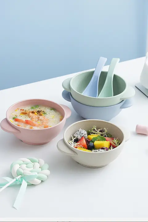 子供用 転倒防止 耐熱ベビー食器セット【かわいいデザイン・スプーン付き・家庭用】