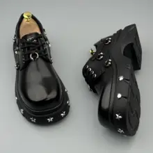 ブラックレザーシューズ【メンズ・ロックスタイル・厚底・個性的】
