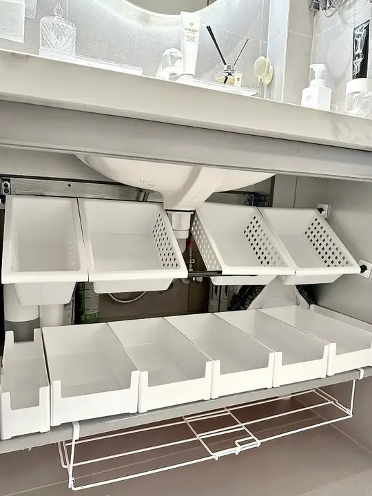 洗面所用下置き収納ラック【シンク下・洗面器収納用・引き出しタイプ】
