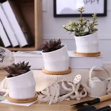ミニチュア多肉植物用陶器花盆【白色・デスク用・シンプルデザイン】