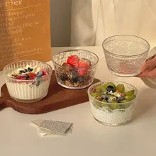 高級感あるストライプデザインのガラスボウル【デザート・ヨーグルト・サラダ・アイスクリーム用】
