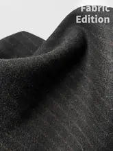 高級デザインの黒茶色ストライプ片面羊毛の生地【DIY用・コートやパンツに最適】