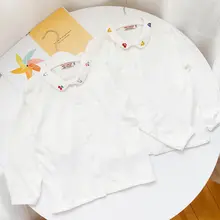 子供用長袖薄手シャツ【コットン・カーディガン・ホワイト・春秋用】