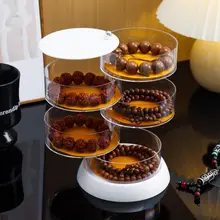 透明回転式ジュエリーボックス【多層設計・仏珠やブレスレットの展示用】（セットアップ対応）