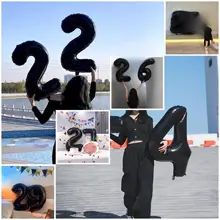 黒い数字のバルーン【おしゃれな誕生日撮影用・アートディスプレイ】