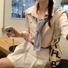 フランス風の魅力的なラグラン長袖シャツ【美しい刺繍】