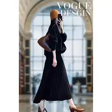 高腰の黒色プリーツスカート【Aライン・厚手・体型カバー】