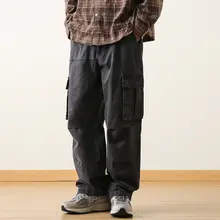メンズ秋用ワイドストレート工事パンツ【多ポケット・フィット・カジュアル】