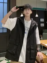 無地デザイン 男性用 フード付き速乾アイスシルク日焼け防止タンクトップ【夏用・カジュアルスタイル】