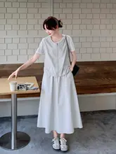2点セット レディース ベスト Tシャツ スカート シンプル 上品 スクール風 夏