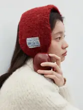 冬のレトロなデザイン！ウールニット耳あて【保温・バンド付き・小型マフラー】