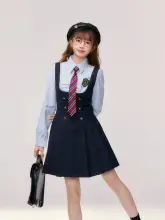 二色使いの学園風シャツとJK制服のベストドレス【セットアップ対応】