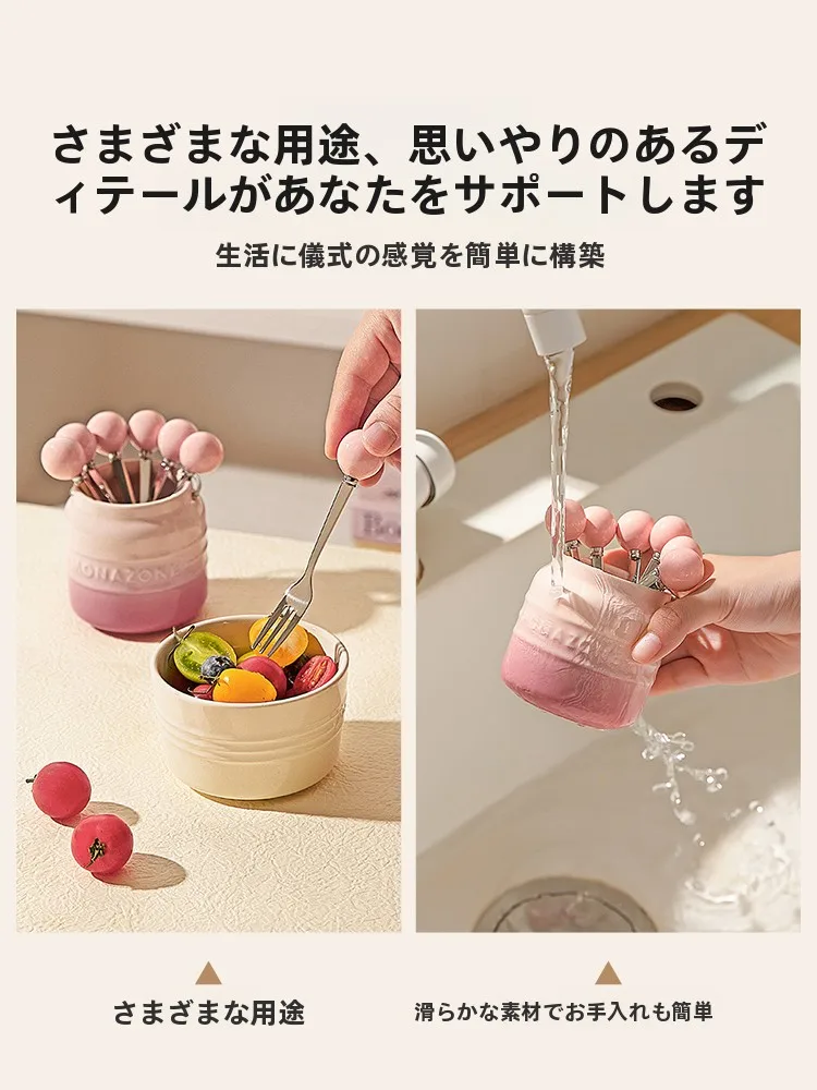 304ステンレス製フルーツフォークセット：キッチンに使えるおしゃれなプレゼントとしての実用性と収納効率