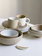北欧デザイン 陶器製1人用食器セット【マグカップ・サラダプレート・ライスボウル】