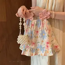 フラワープリント女の子用ノースリーブワンピース【夏用・リゾートスタイル・可愛いデザイン】