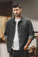 デニムジャケット メンズ 長袖 ツイード風 ストーンウォッシュ ヘビーオンス オーバーサイズ アメリカン風 ヴィンテージ ストリート 秋