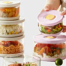 食品グレード耐熱無鉛高硼珪酸ガラス製保存容器【丸型・密閉・電子レンジ対応】