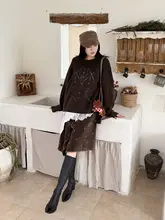 ファッション不対称ラップスカート【秋冬用・ロング丈・ウエストゴム】