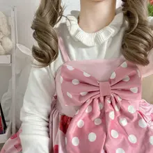 ロリータ風 白色長袖ニットトップス【秋冬用・極上の柔らかさ・ショートデザイン】
