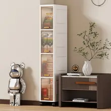 壁際に置けるスリム収納キャビネット【整理整頓に最適】