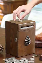 木製デザインの貯金箱【耐衝撃・家用・紙幣専用・クリエイティブ】