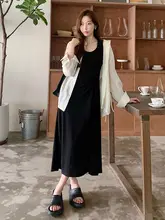 デザイン性のある後ろスリットの防晒シャツ【ウエストマーク・タイトシルエット・ノットテールワンピース】