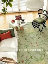 フランス風花柄ラグ【防水・防汚・リビング用・レトロデザイン】