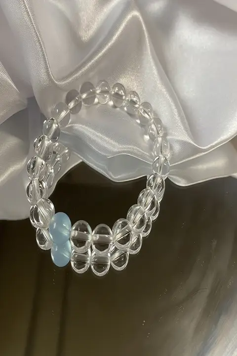 天然白水晶とアクアマリンのストレッチブレスレット【紫水晶・女性用・シンプルデザイン】
