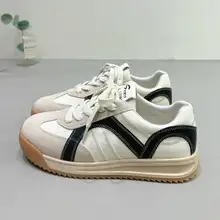 厚底のレディース本革スニーカー【通気性・カジュアル・プレーンデザイン】