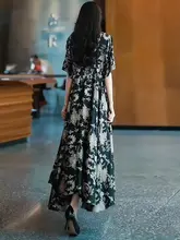 ファッションシルク ドレス プラスサイズ花柄スカート