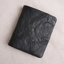 財布 メンズ 短財布 本革 牛革 縦型 パッチワーク ハンドメイド 柔らかい おしゃれ カジュアル