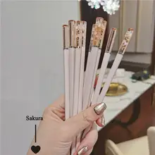 耐熱性の白色滑り止め桜デザイン箸【家庭用・日本風】